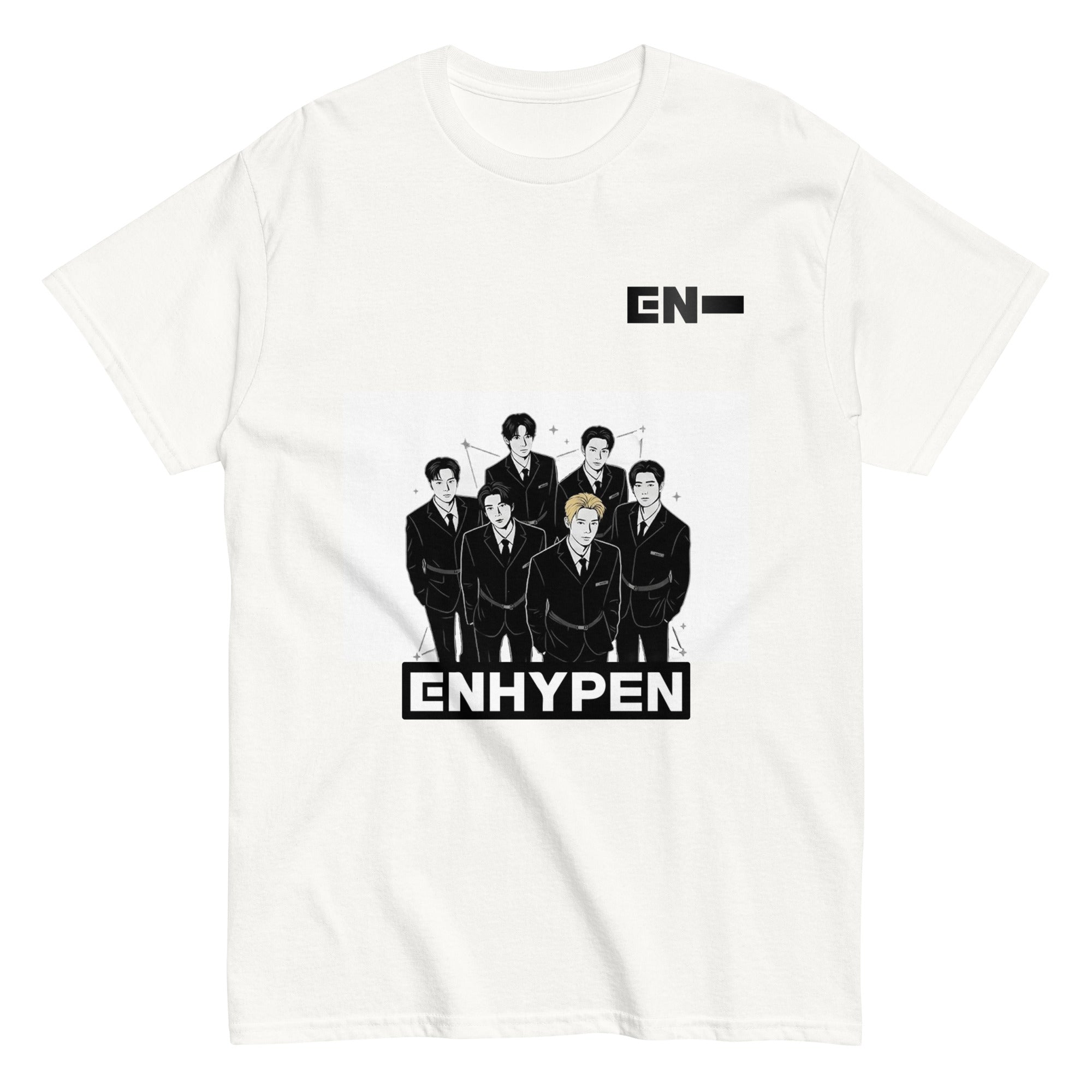 Camiseta ENHYPEN diseño manga, mockup frontal